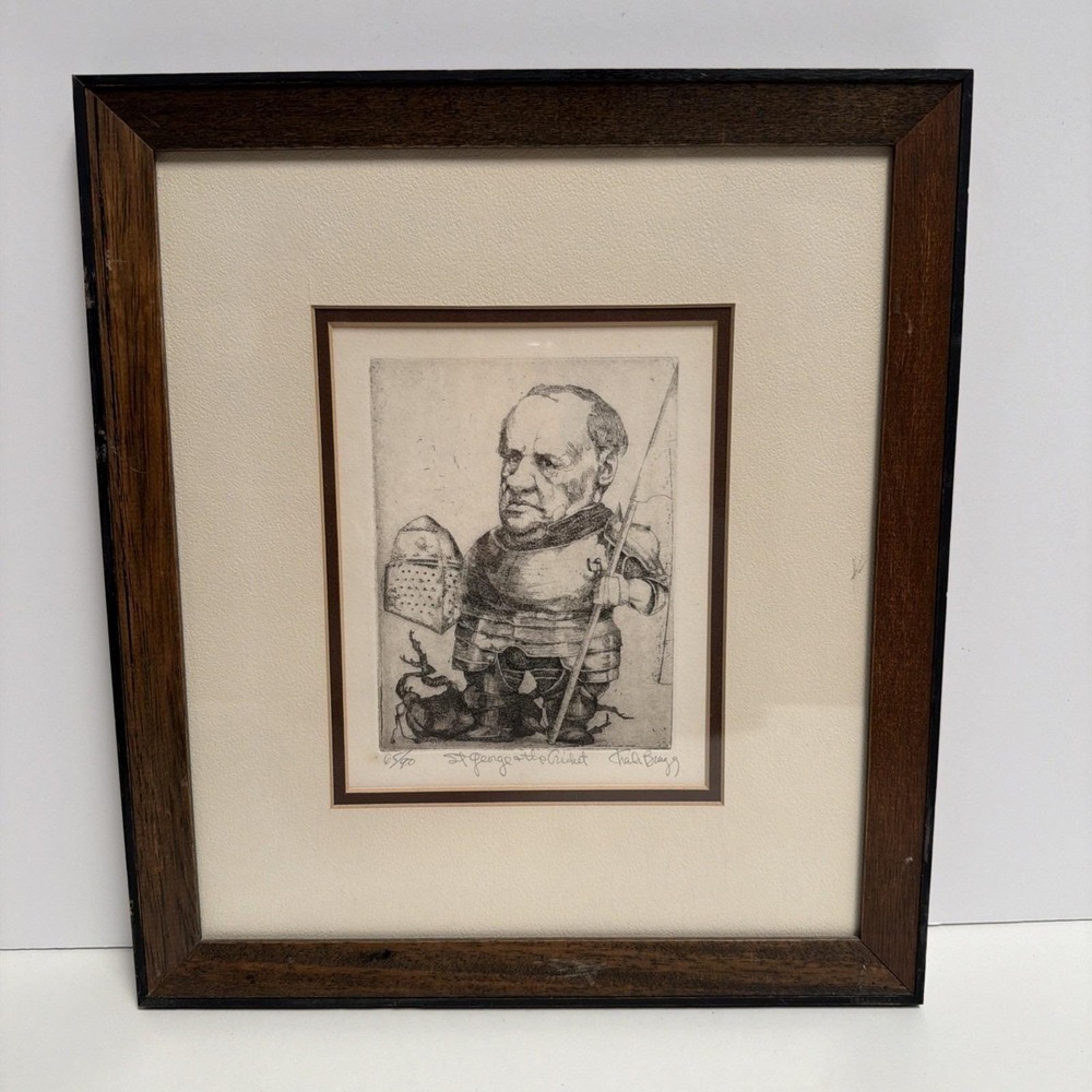 CHARLES BRAGG - "ST. GEORGE‎ AND THE CRICKET" ETCHING SIGNED CIRCA 1972 65/90